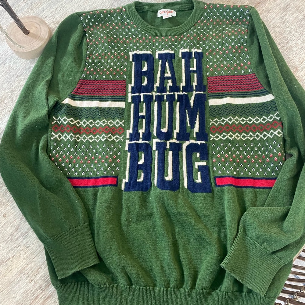 Ugly Christmas Youth Christmas sweater bah hum bug 12/14